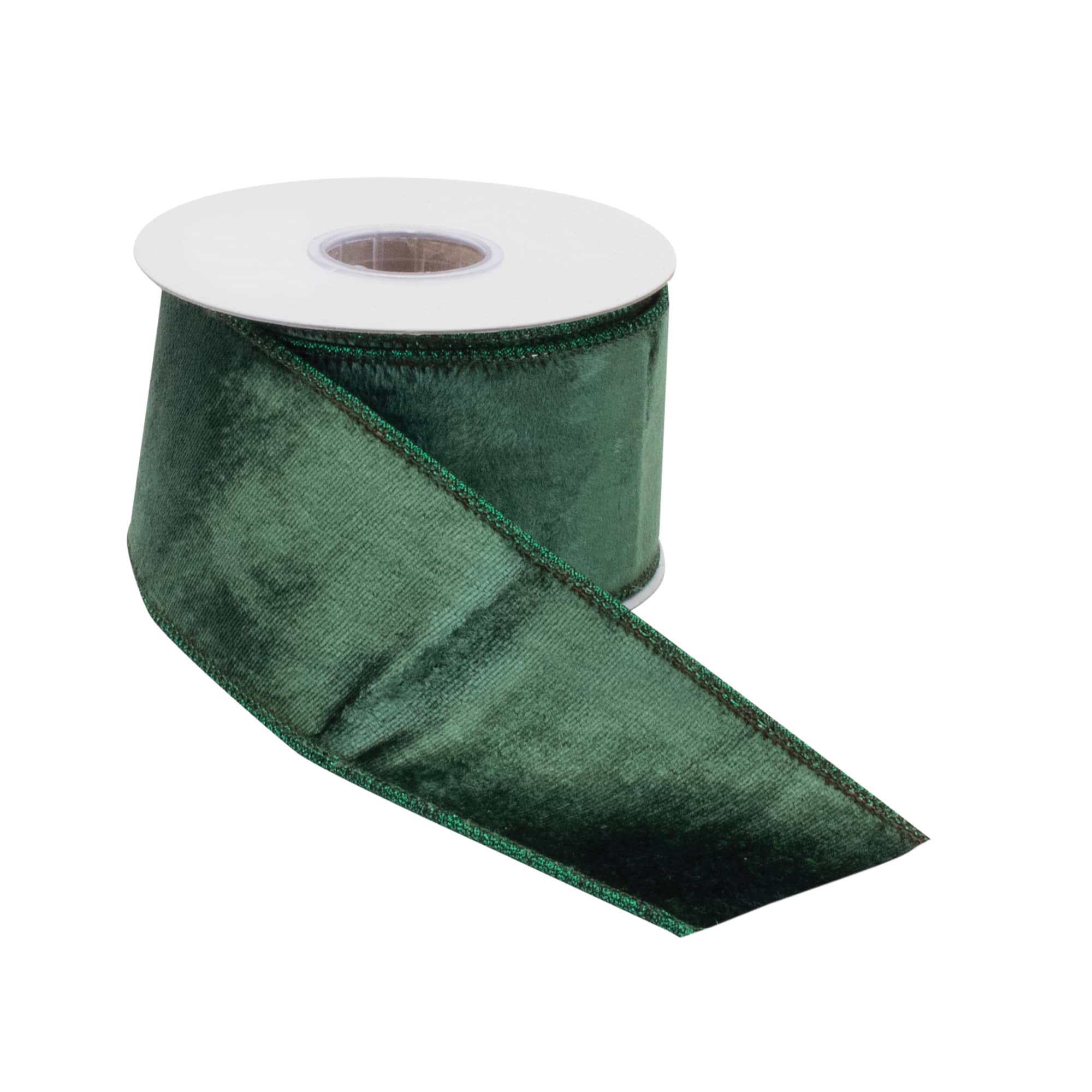 2.5" x 5yd. Deep Green Wired Viscose Ribbon, 2ct.